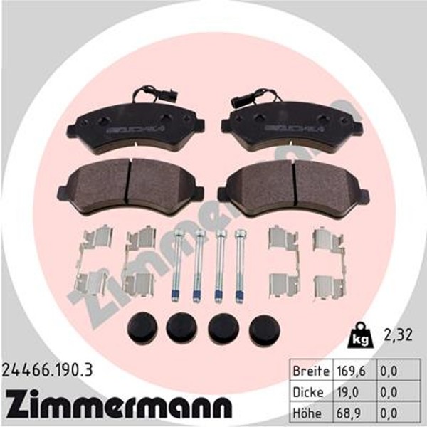 Bremsbelagsatz Scheibenbremse Zimmermann 24466.190.3 FüR Fiat Jumper Ducato Bus-image