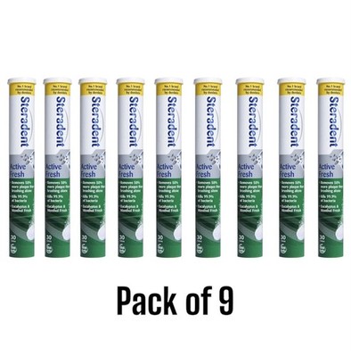 9er Pack Steradent Tabletten Active Fresh je 30 Tabs, Zahnersatz reinigen in 3 Minuten