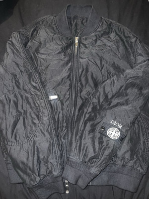 Dior x Stone Island Habotai Silk Blend Bomber Jacket Size: 50