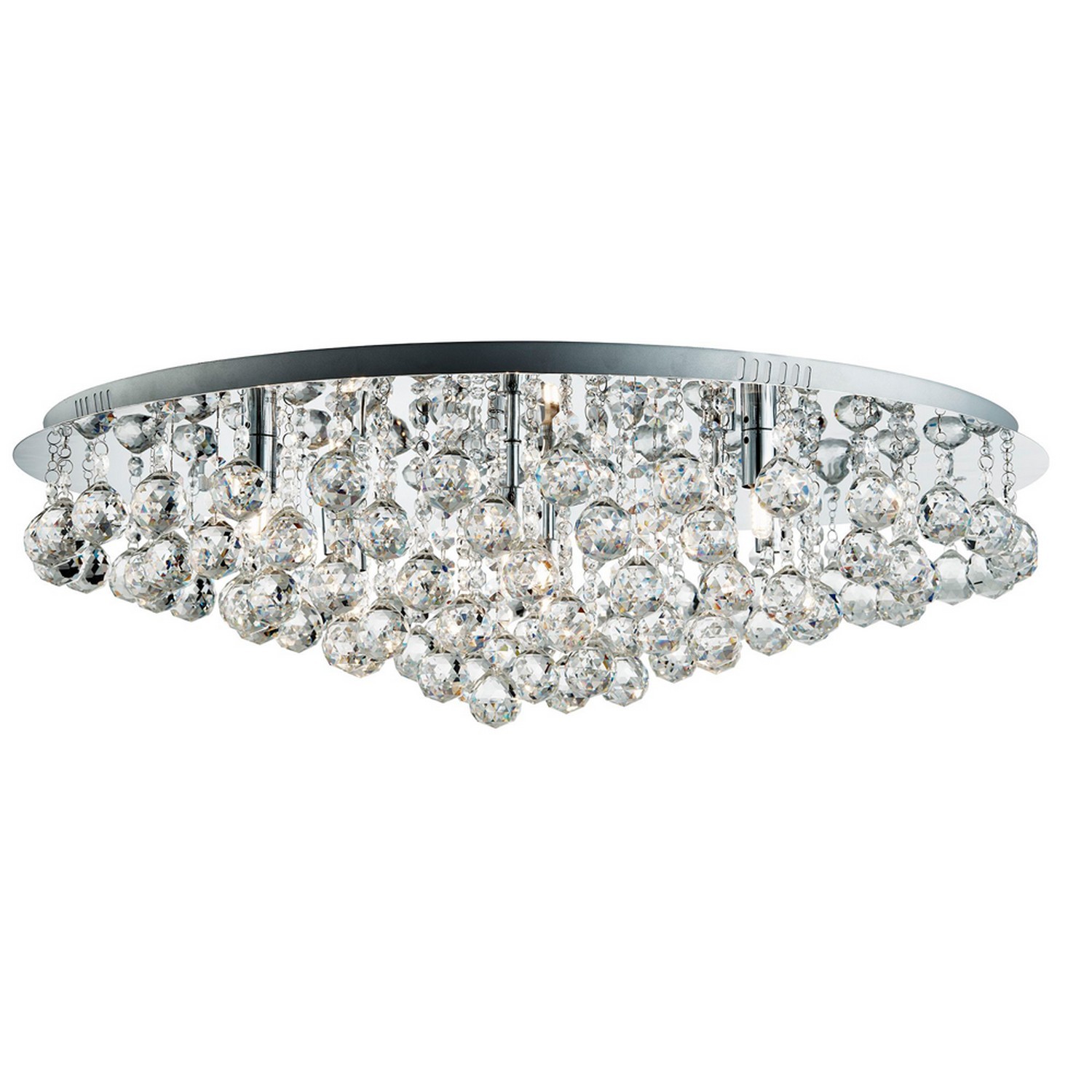 8 Lights Chrome Semi-flush Ceiling Fitting Light With Clear Crystal Pyramid Drop