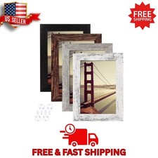 BAIJIALI 4x6 Farmhouse Picture Frames Set of 4 Multicolor Wood Look w/ Mat