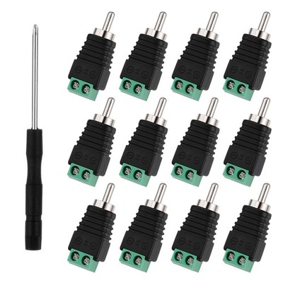 12Pack RCA to Speaker Wire Adapter, Speaker Wire to RCA Adapter, AV Screw Ter...