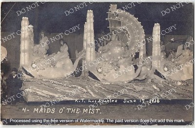 Antique RPPC Los Angeles, CA Maids O' The Mist Parade Float Fantasy Photo 1916