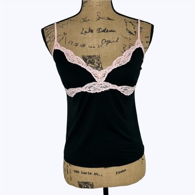 Xhilaration Lace Trim Babydoll Cami Tank Top Y2K Feminine Dainty Preppy Sz L