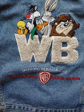 1996 Warner Brothers Denim Trucker Jacket Size XL Looney Toons Read Descr.