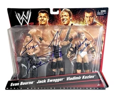 WWE EVAN BOURNE JACK SWAGGER VLADIMIR KOZLOV SIGNED ELITE 3 PACK WITH JSA COA