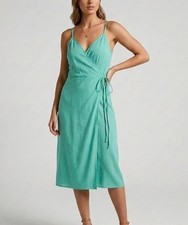 NWT Size Small Nine West small green wrap dress Midi Sleeveless Womesn's summer