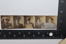Antique Photo Booth Gang 5 Sepia Wallet Miniature Goofy Pose Top Hat