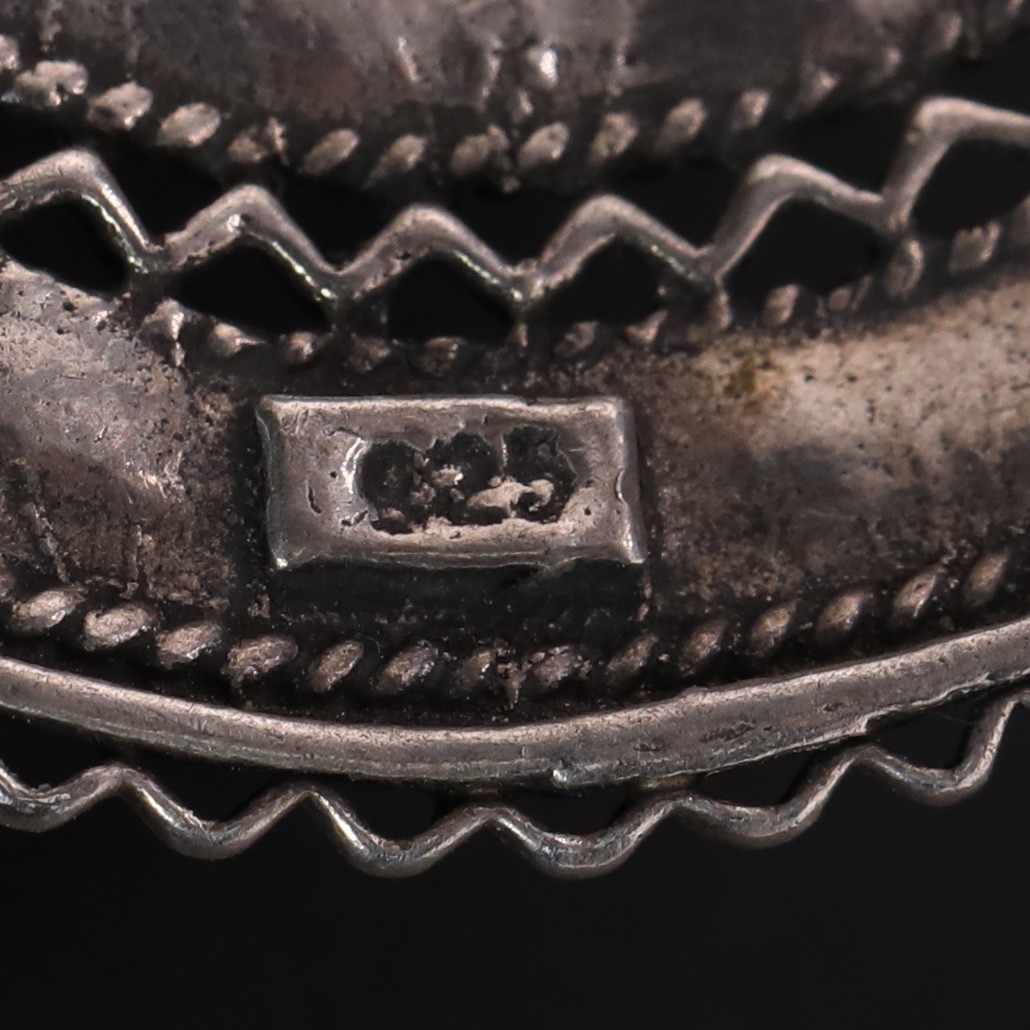 VTG Sterling Silver - ISRAEL Eilat Cabochon Filigree Necklace Pendant - 14g