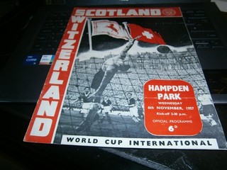 SCOTLAND v SWITZERLAND 6 NOVEMBER 1957 WORLD CUP QUALIFYING INTERNATIONAL