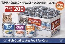 200x100g Wet Adult Cat Food Pouches Tuna,Salmon,Plaice & Ocean Fish Flakes -Mix 2.50 per kilo