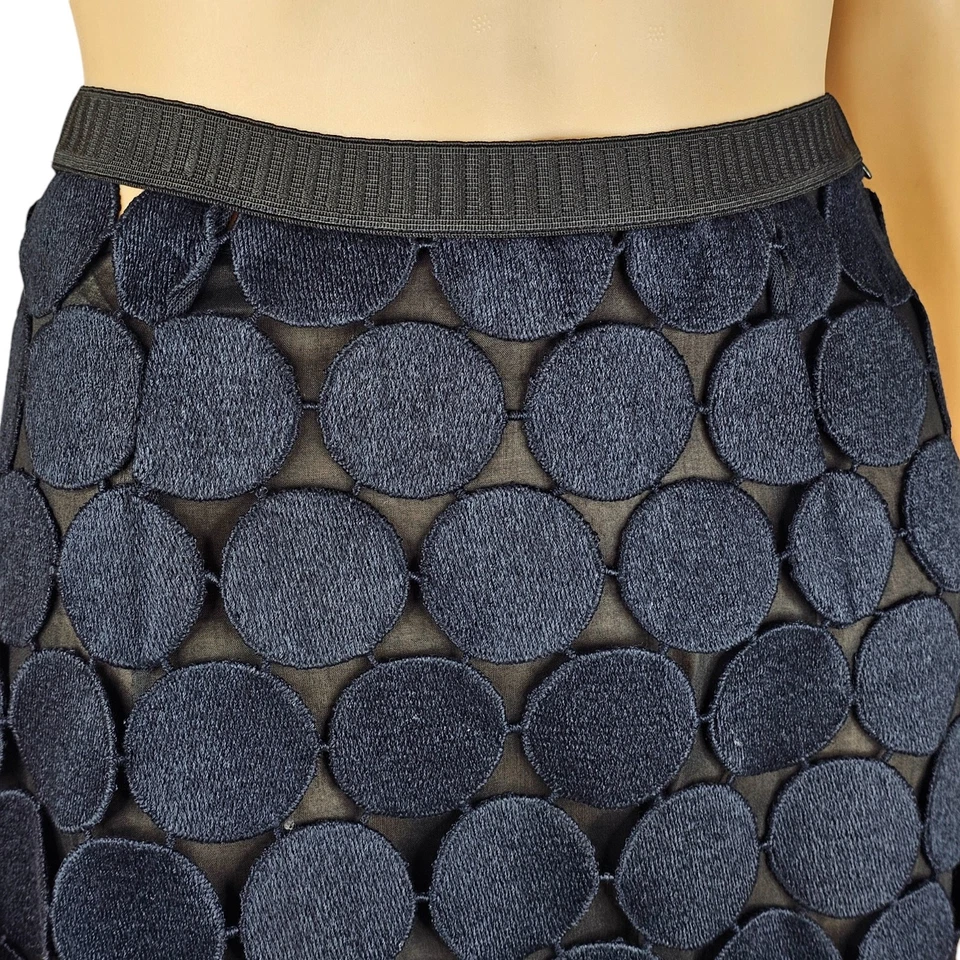 Falda lápiz Marni para mujer azul marino de algodón recortado circular superpuesto talla IT 38 NUEVA SIN ETIQUETAS Foto 3 de 4