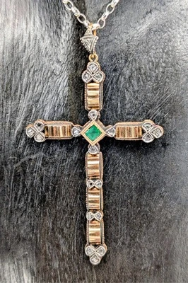 Antiker Anhänger Kreuz 750/18K Gelb-Weißgold – 13,40g – für Halsketten #2097 - Bild 1 von 4