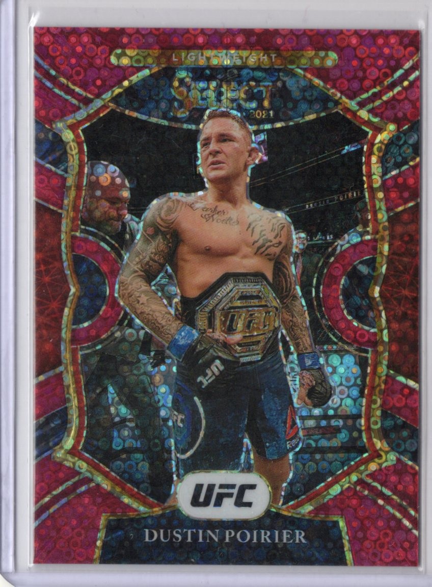 2021 Panini Select UFC #72 Dustin Poirier Red Disco Prizms #/199