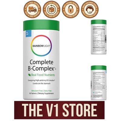 Natural Complete B-Complex Tablets, 90 Count - Herbal Vitality & Energy Boost