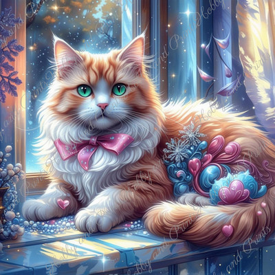 DIY Diamond Painting Vollbild Katze Mieze Fantasy Tiermotiv Himmel Traum Nacht