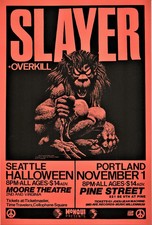 Slayer Overkill Seattle Portland Halloween Concert Poster 24x36 Print