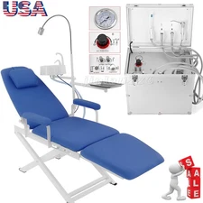 Portable Dental Delivery Unit Air Compressor Syringe Suction/Chair+Light 4Hole