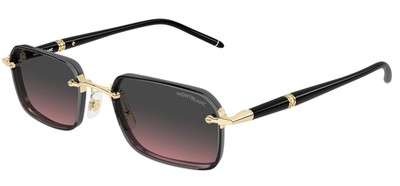 Montblanc MB0483S 003   Sonnenbrille Gold Mit Grau/Rosa Farbverlauf Gläsern