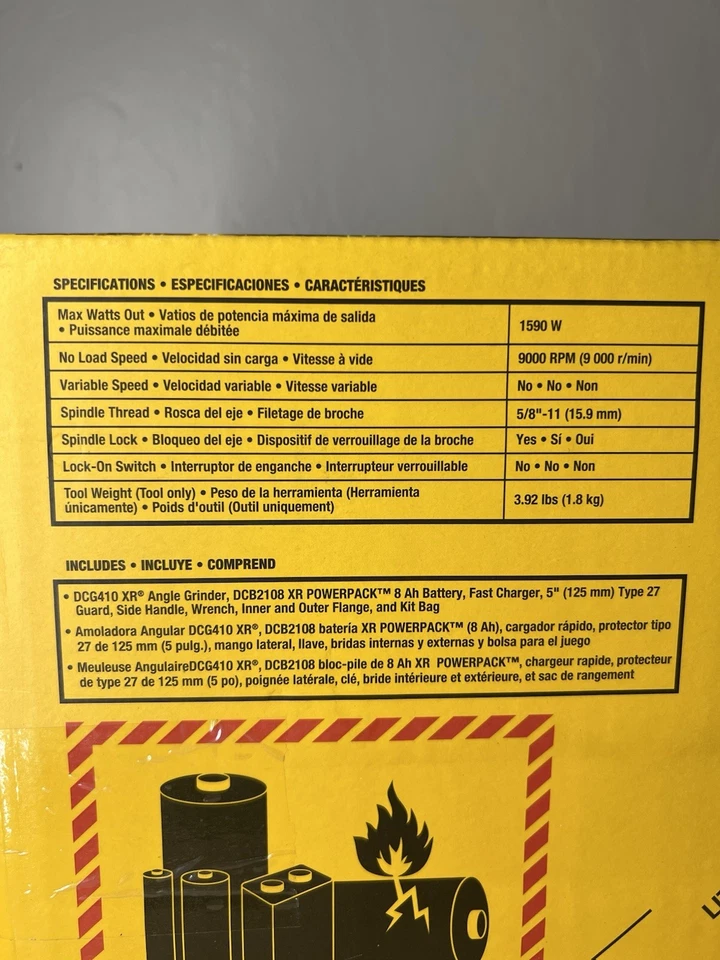 DEWALT 20V MAX Li-Ion Inalámbrico 4-1/2-5 pulgadas Kit de Amoladora Angular 8Ah Bolsa Cargador de Batería Foto 3 de 4