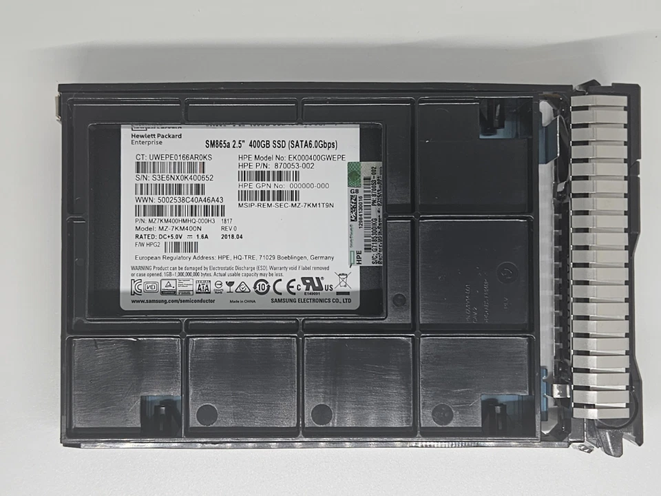 HP 872513-001 SAMSUNG SM865A 400GB SATA SSD MLC 2.5" SFF SOLID STATE DRIVE - Image 4 of 4