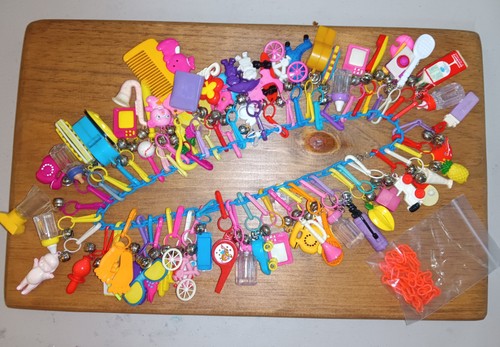 Vintage 1980s 80s 64 Bell Charm Plastic Necklace