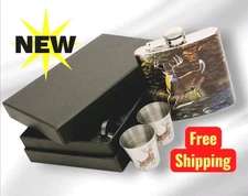 River's Edge Products Deer Flask Gift Set With Two Shot Glasses, Hunters   #shot