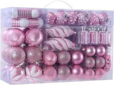 76ct Christmas Tree Ornaments Set Pink  Shatterproof Christmas Balls Decoration