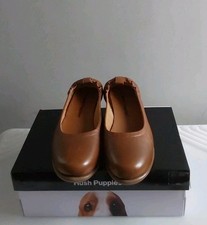 Hush Puppies Skylar Ballerina Leather Shoe In Tan Size UK 6 EU 39 BNIB QVC. 