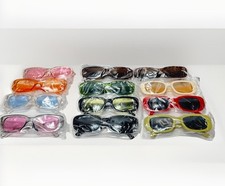12 Pairs Small Retro Rectangle Sunglasses Bulk 90s Vintage Trendy Colorful Pack