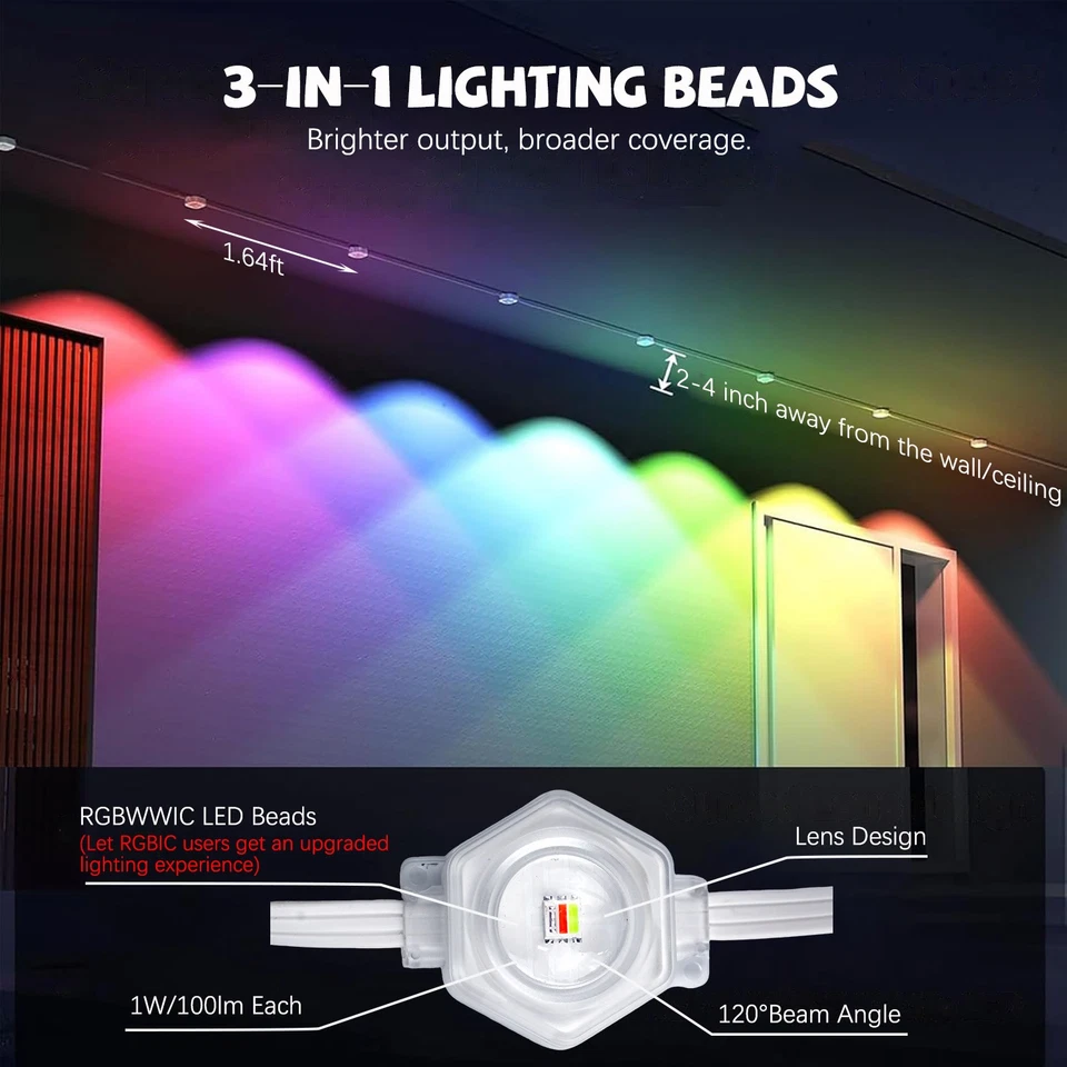 Permanent Outdoor Lights RGB Smart Eaves Light for House Holiday Party Decor - Image 3 of 4