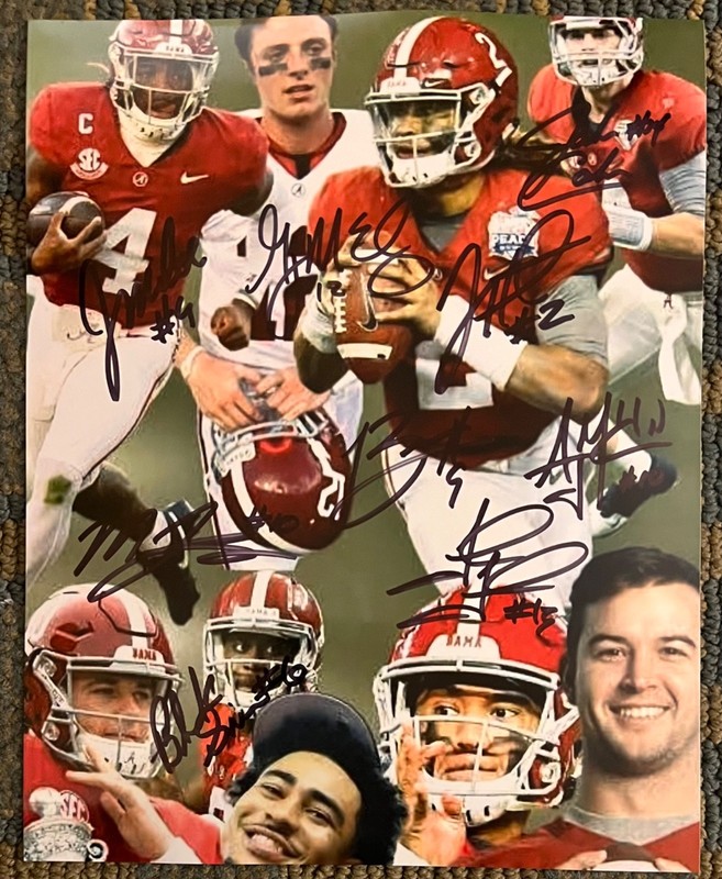 Alabama Crimson Tide football Jalen Hurts & Quarterbacks under Saban signed 8x10