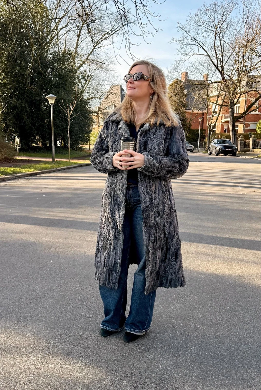 Vintage Grey Fur Coat Women S Genuine Real Fur Long Jacket