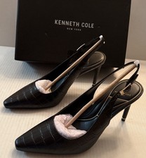 Sling Back Pointed Toe Pump Black Stiletto Heel