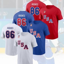 FASTSHIP - Jack Hughes #86 USA Hockey Team 2026 Player Name & Number for Fan