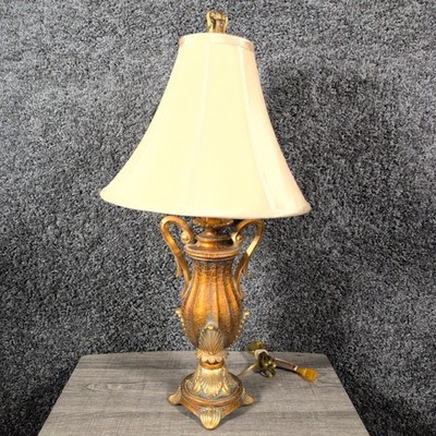 VTG Best Imports Neoclassical Urn Table Lamp Gold Green Patina Finish GUC