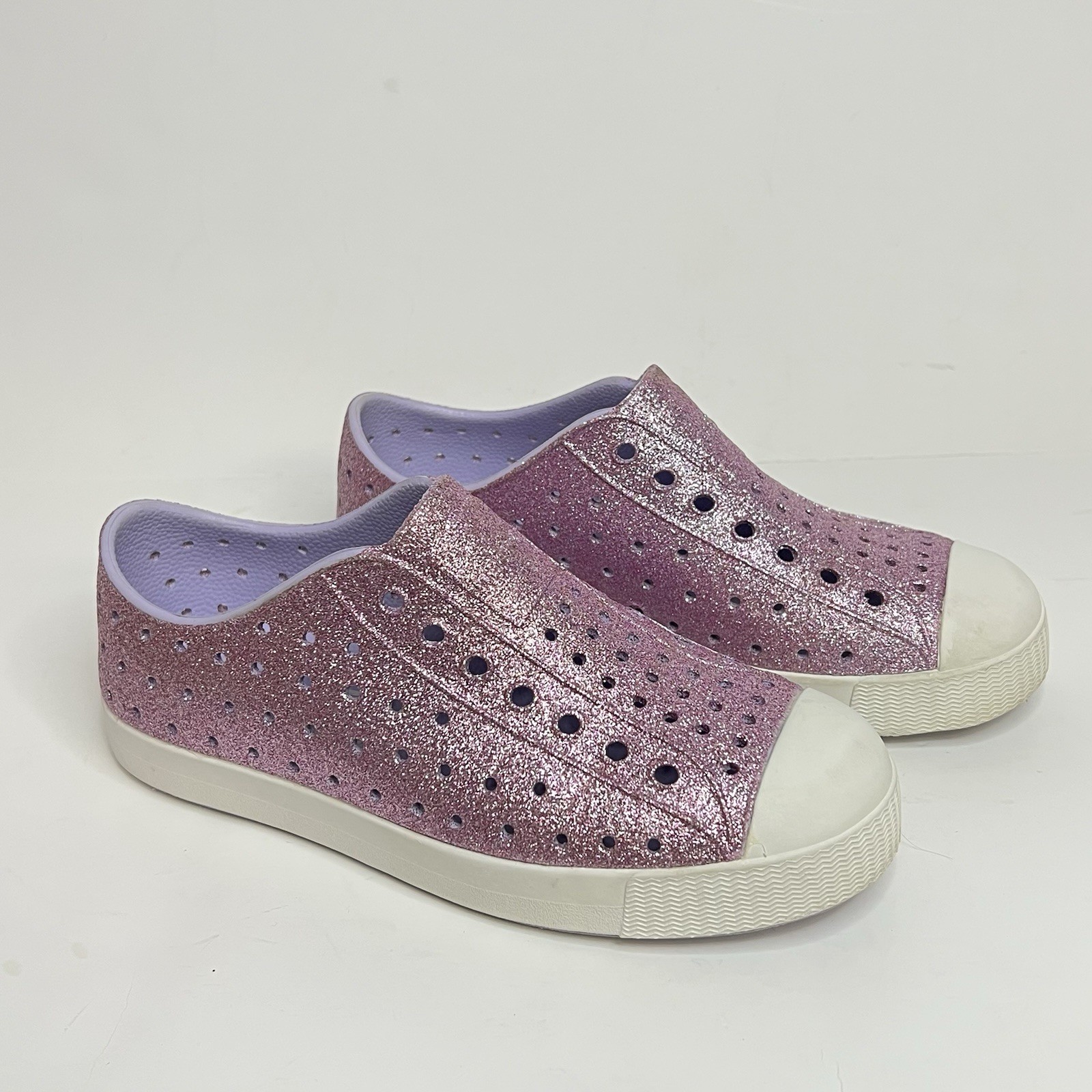 Native Shoes Jefferson Bling Glitter Slip-On Sneaker J2 Purple Size 2