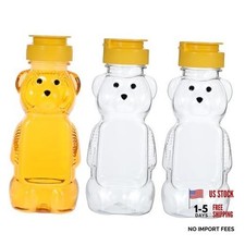 3 PCS 8 Oz Bear Honey Bottle Jars Empty Honey Squeeze Bottle with Flip-top Lid