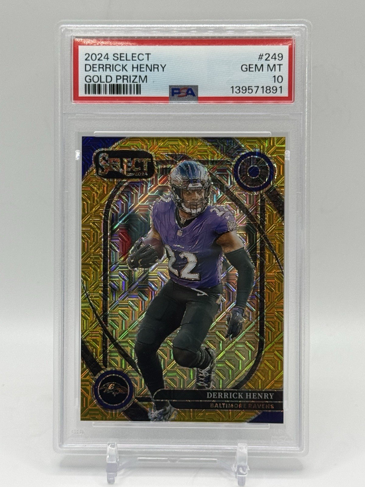 2024 PANINI SELECT GOLD PRIZM #249 DERRICK HENRY #5/10 PSA 10
