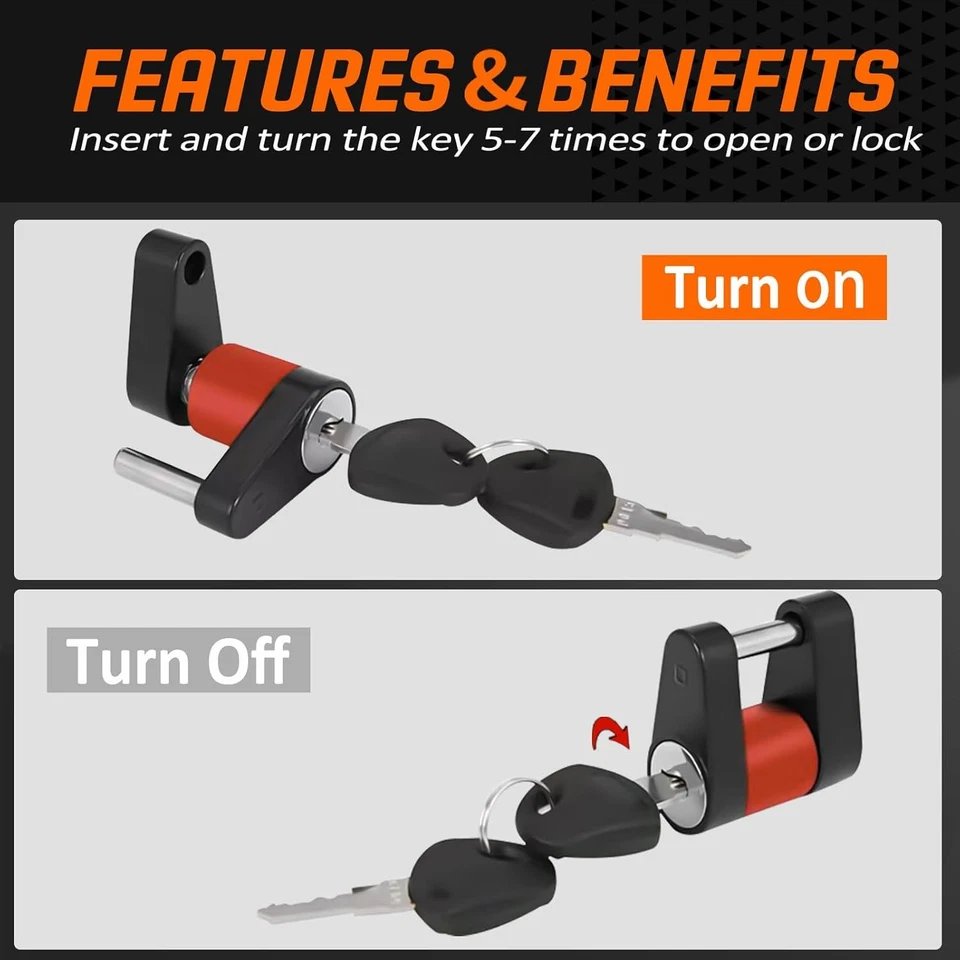 Cerradura de acoplador de remolque con llave similar, 1/4” de diámetro, 3/4” envergadura de acero de alta resistencia paquete de 4 Foto 4 de 4