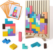 Wooden Colored 3D Russian Block Puzzle Jigsaw Stacking Montessori Toys Education