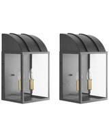 AußEnwandleuchte 2Er Set Metall Schwarz TrapezföRmig 39 Cm Hoch Modern Belitsa
