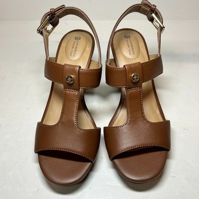 Giani Bernini Womens 6 M Saddle Brown Paulette Block Heel Sandals
