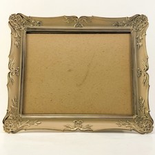 Vintage 8x10 Gold Ornate Metal Baroque Picture Frame W Glass Hollywood Regency