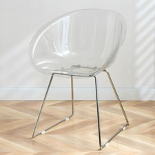 Habitat clear perspex vintage dining chairs with stainless steel  x4- RARE FIND