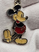 Vintage Disney Productions Mickey Mouse Enamel 2" Pendant w/ 16" Chain Necklace