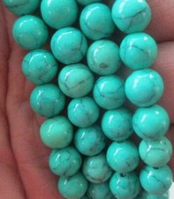 8mm blue Turquoise Round Loose Beads 15" HL097