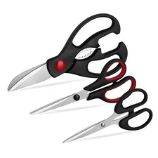 Kitchen Shears Set - QtoiKce Kitchen Scissors 3 Pack All Purpose Poultry Shea...
