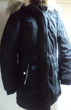 Padded Parka faux fur-lined hood/detachable foldover Zip  wind flap at front