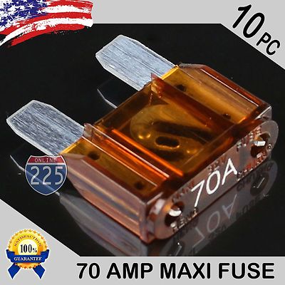 10 Pack 70A AMP Platinum Plated Large Audio Blade MAXI Fuse 12V 24V 32V Auto US